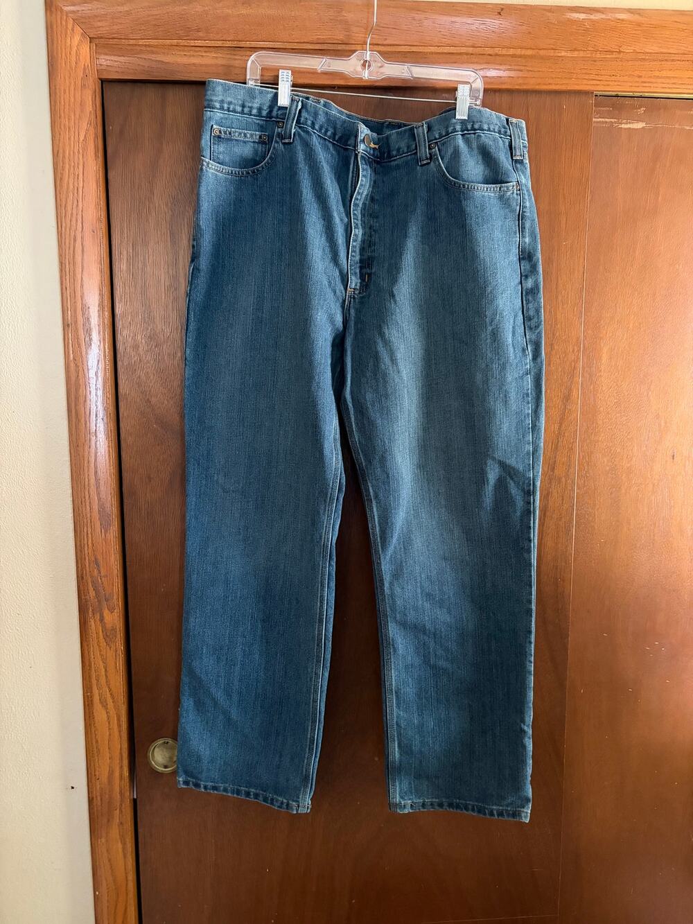 Carhartt Relaxed Fit Jeans Men's 42x32 Blue Straight Leg Denim Work Pants